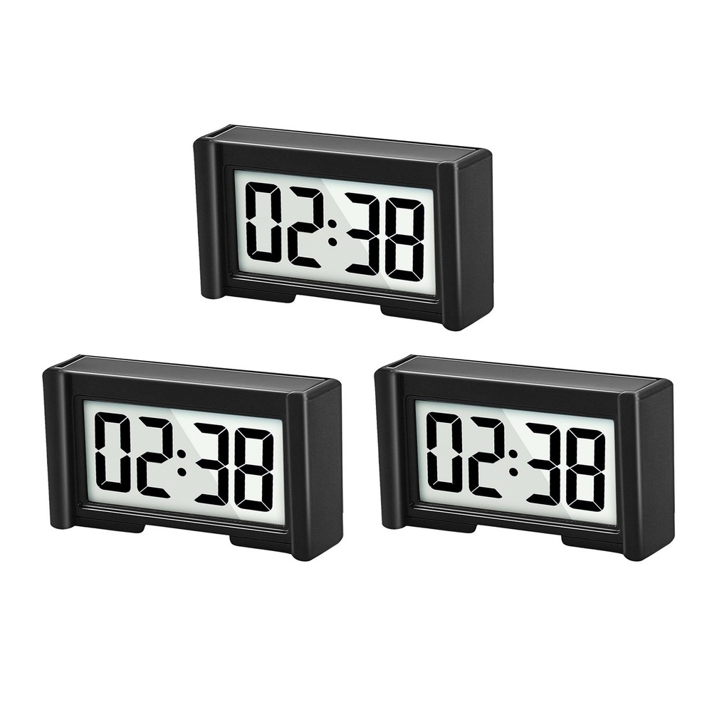 Portable 3 Pack Mini Digital Clock Small Adhesive Stick On Battery Operated Easy