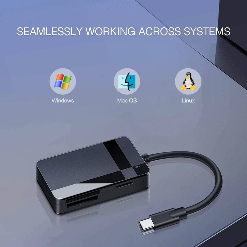 Type-C All In One Multi Memory Card Reader for SD/TF/CF/MS - Fast Data Transfer