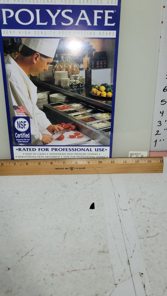 NSF Polysafe Cutting Board with Handle, 14 by 17 Inches, White