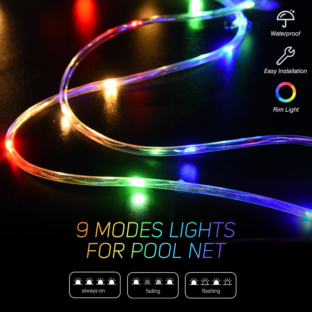 Pool Volleyball Net Set with Light and Weighted Base 15ft-32ft Length Adjustable