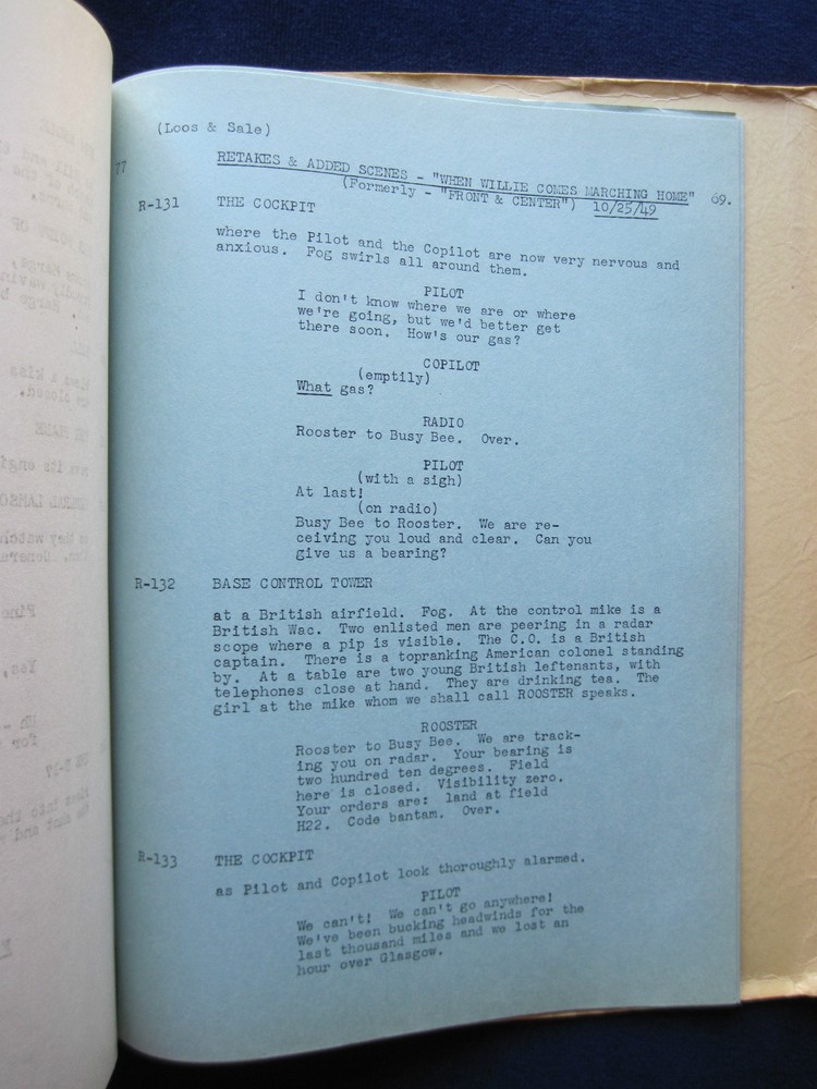 WHEN WILLIE COMES MARCHING HOME Original Script - JOHN FORD Directed Film