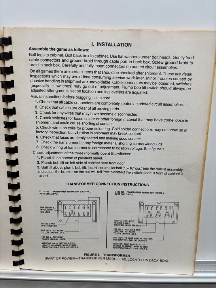 ORIGINAL-BALLY-PLAYBOY-INSTALLATION & GENERAL OPERATION INSTRUCTIONS