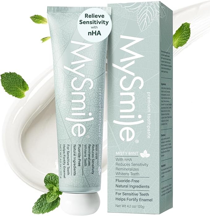 MySmile Nano Hydroxyapatite Toothpaste Fluoride Free Sensitive Relief Mint 4.2oz