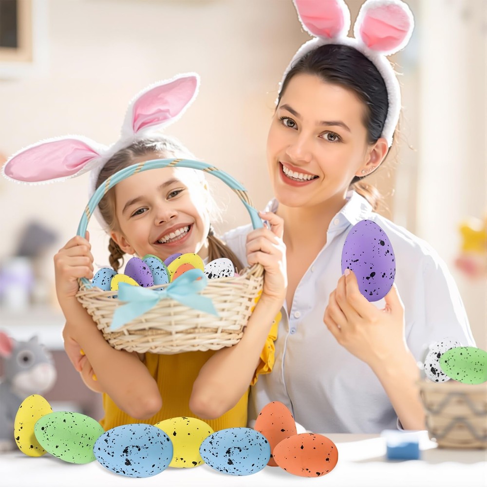 35PCS Foam Easter Eggs Decoration Assorted Pastel Speckled Bowl for DIY Spring