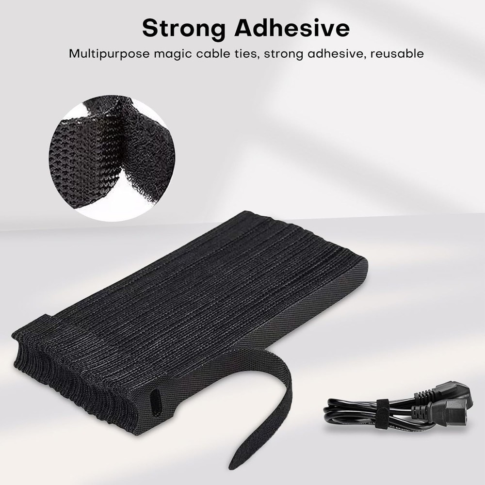 62PCS 6 inchs Microfiber Reusable Cable Ties – Adjustable Cord Organizer Stra...