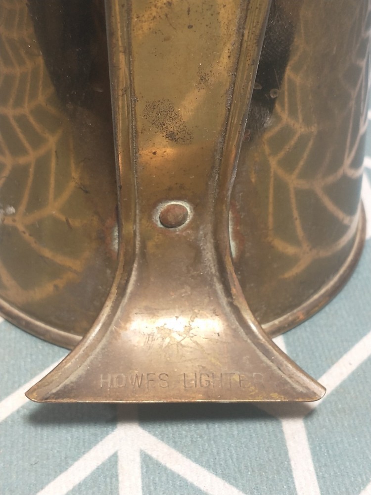 Antique Howes MAYFLOWER Brass Cape Cod Fire Starter Wall Mount Complete