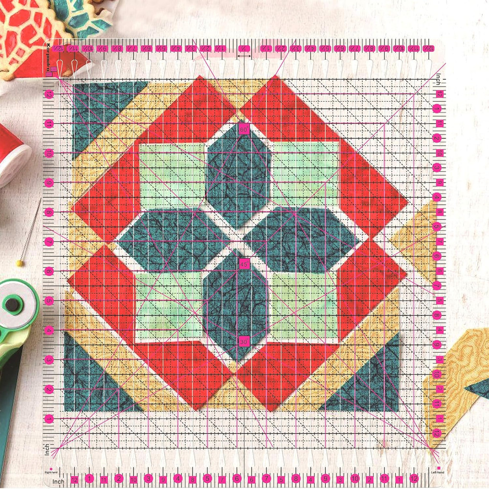 12.5" Slotted Quilting Ruler for Precision Fabric Cutting and Sewing