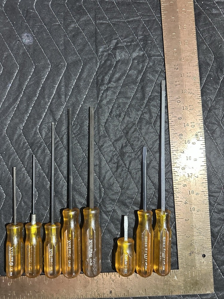 9pc Vintage XceLite Screwdriver & Hex Driver Lot
