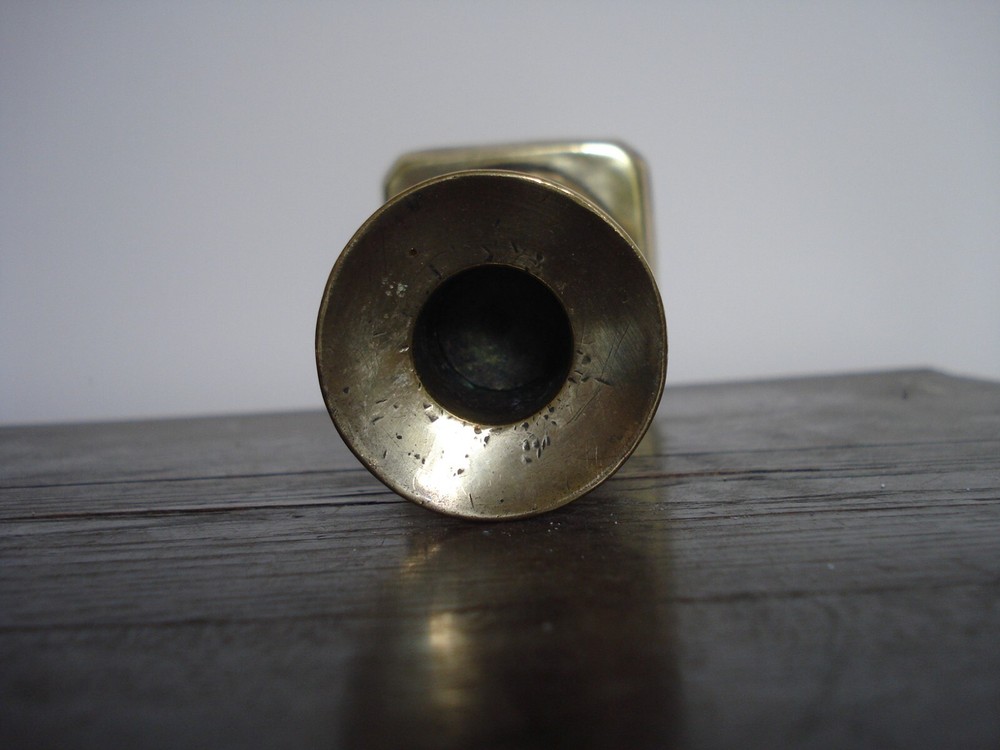 ANTIQUE 19TH C BRASS BALUSTER STEM CANDLESTICK 1