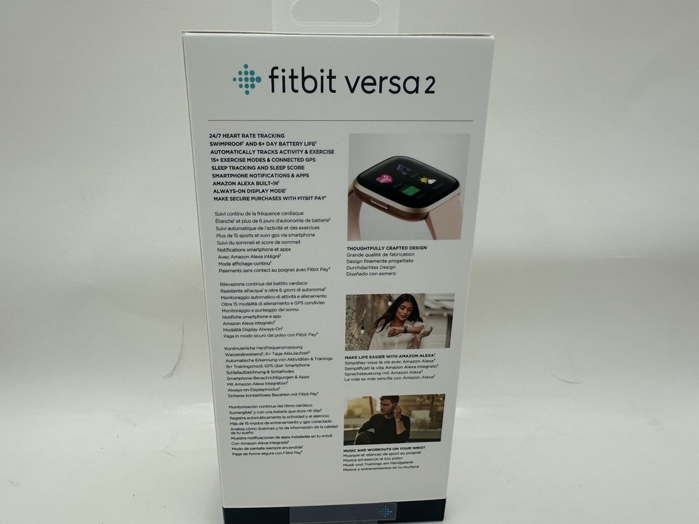 Fitbit Versa 2 Activity Tracker Pink Rose Waterproof Heart Rate Exercise Sleep
