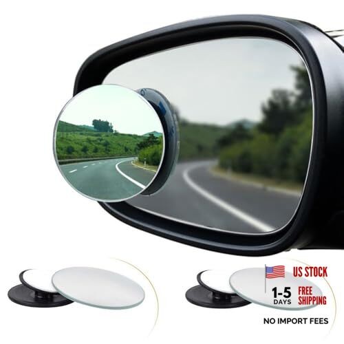 Blind Spot Mirror, 2-Pack Round 360° Adjustable Convex Side Mirrors, Universal