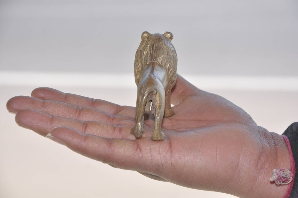 Vintage Brass Handcrafted Engraved Solid Lion Figurine