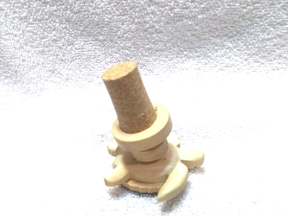 Wine Cork With Spring Turtle Hand Painted Great Vintage Condition