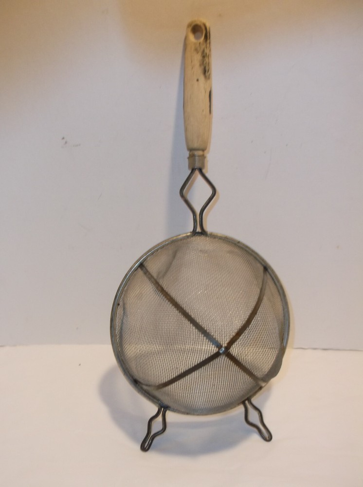 Vintage Colander - Over The Bowl Wood Handle
