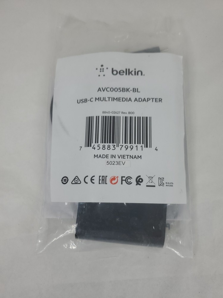 Belkin AVC005BKBL 4.33" USB-C Multimedia Adapter - Black New