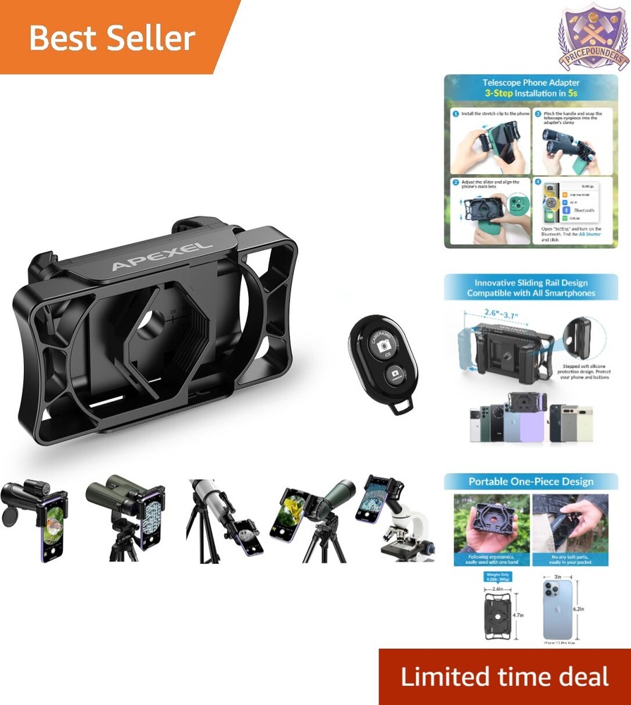 Telescope Phone Adapter Plastic Lightweight Universal Mount with Bluetooth Re...