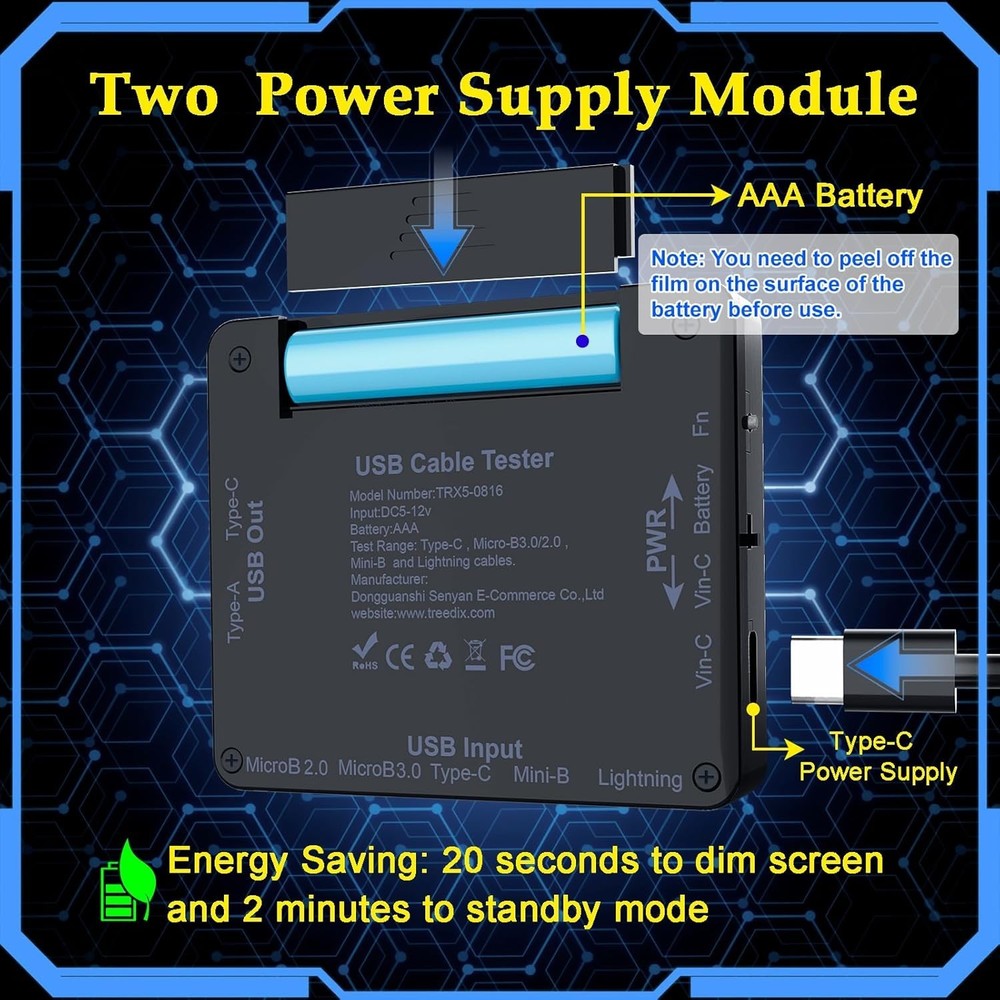 Advanced USB Cable Tester - eMarker Reading & PD Standards with Color Display