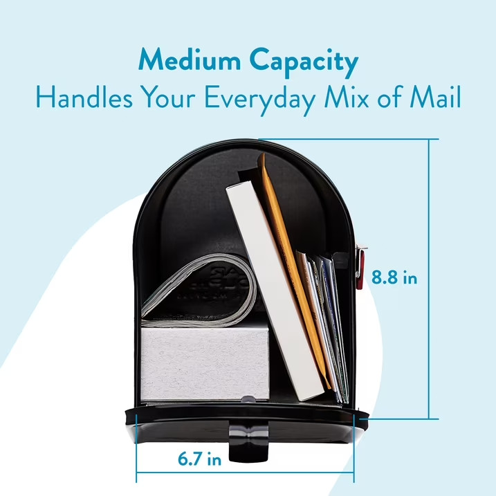 Architectural Mailboxes Elite Galvanized Steel, Medium, Post-Mount Mailbox in Bl