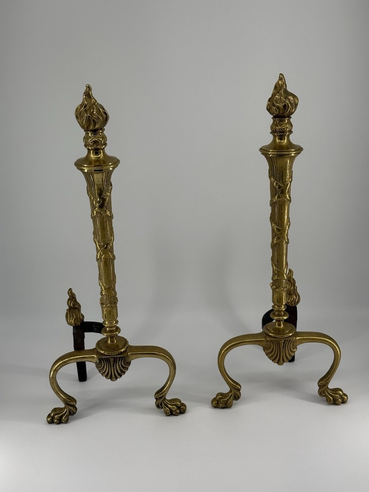 Vintage Flame Torch Andiron Set