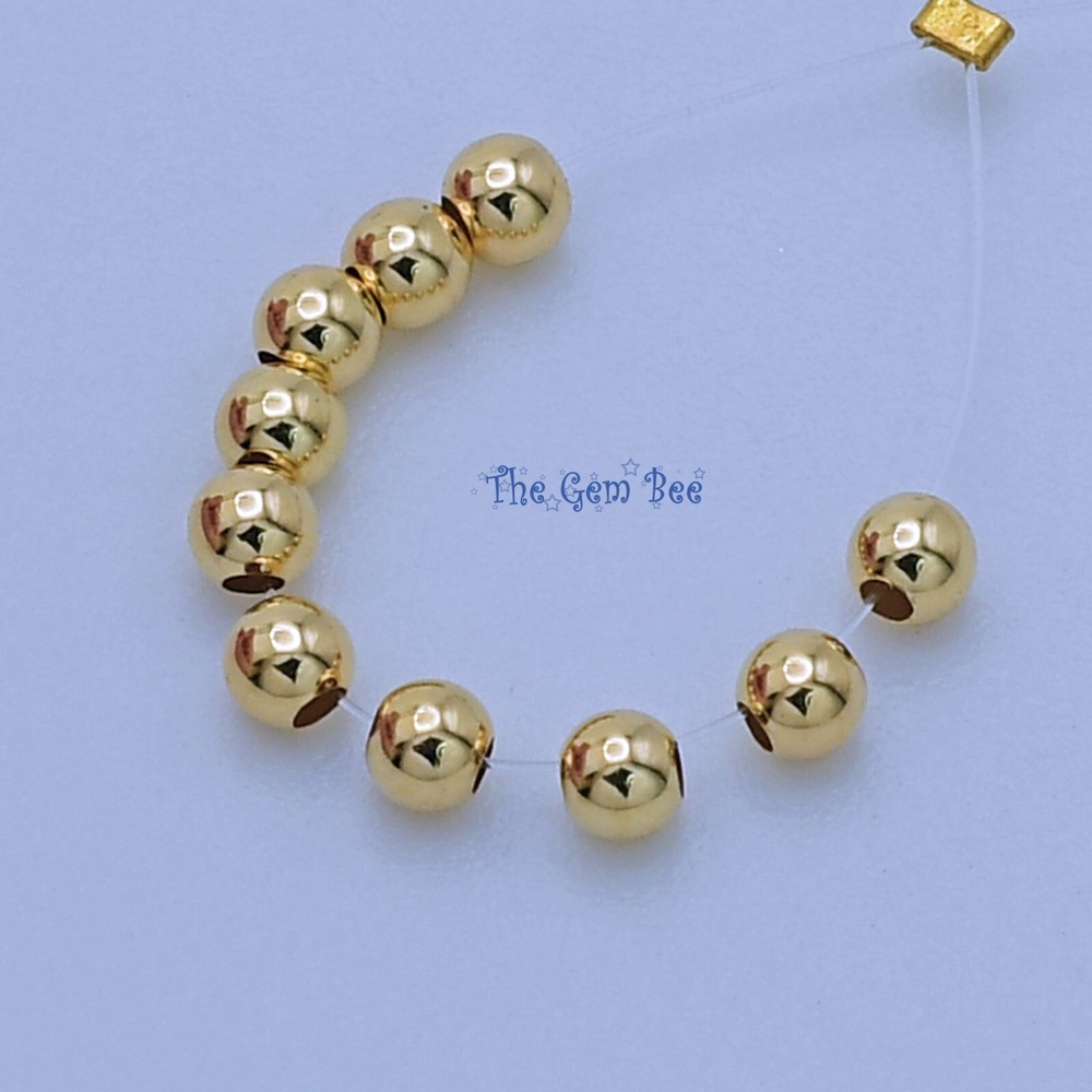 2.5mm 18k Solid Gold Smooth Round Bead Spacer (10)