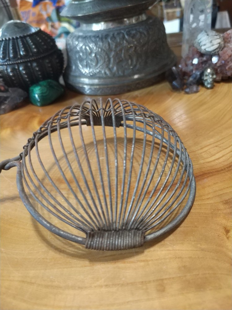 Antique 1920s vintage kitchen tool primitive strainer, skimmer