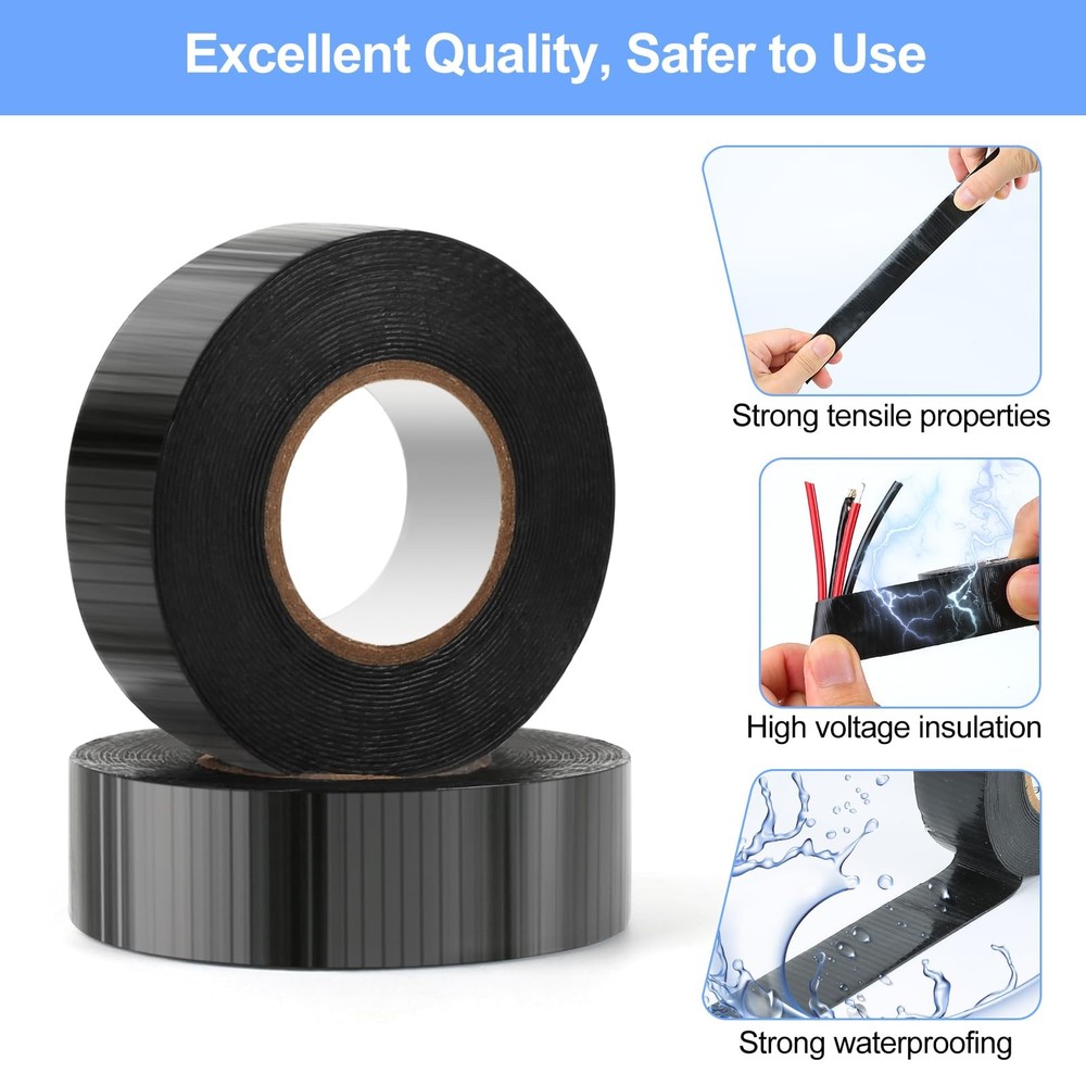 Amentalove 4 Rolls Black Electrical Tape, Self Amalgamating