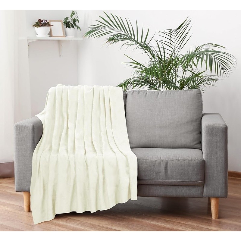 Cotton Thermal Blanket Soft Breathable Cozy Dobby Weave Waffle Pattern Oversized