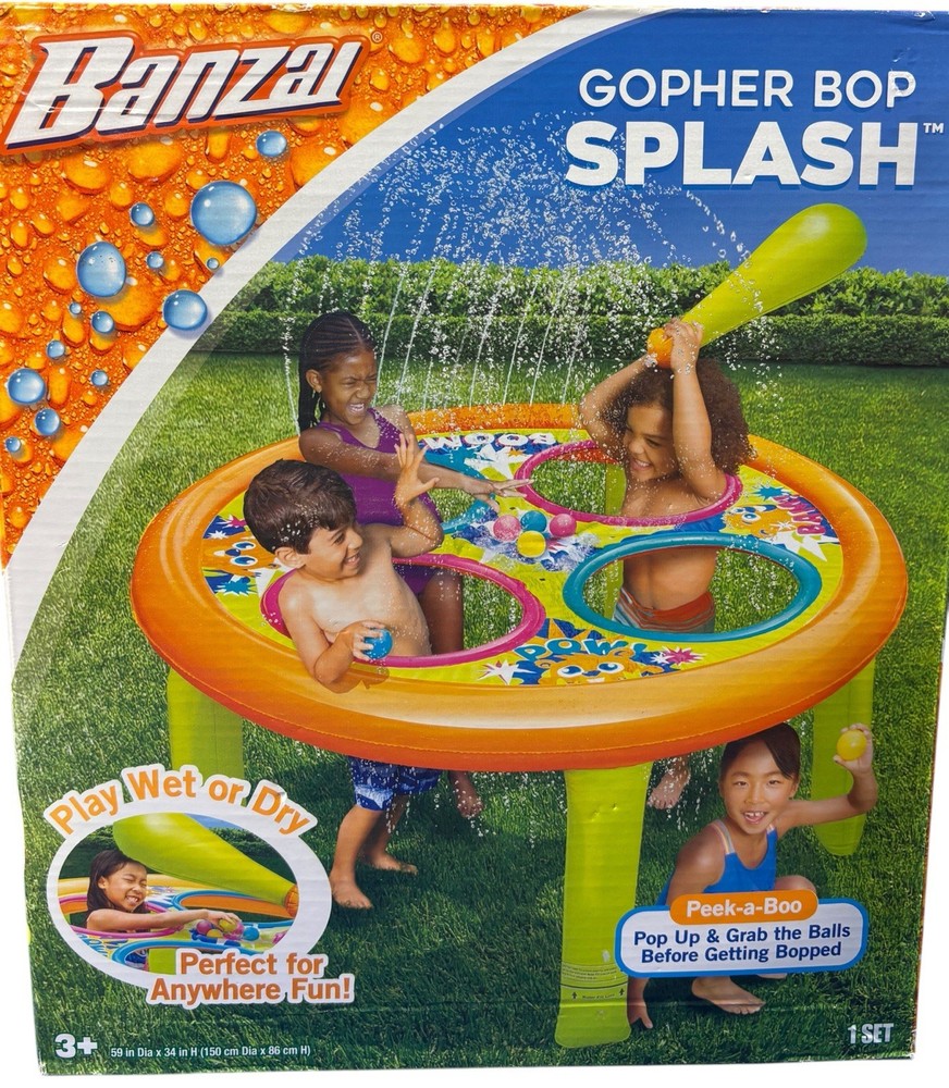 Gopher Bop Splash Inflatable Table with Sprinkler Fun and Easy to Take Anywhere