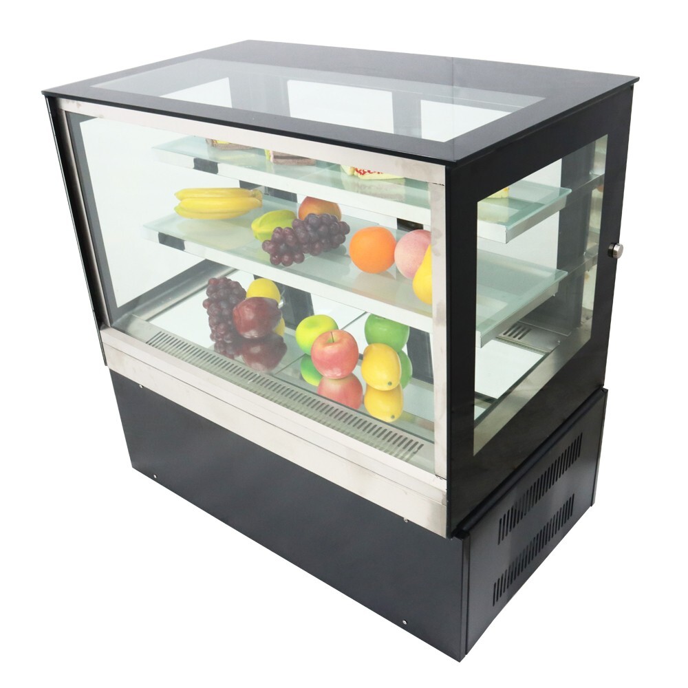 220V 3-Layer Refrigerated Cake Showcase Rear Sliding Doors Display Cases LED