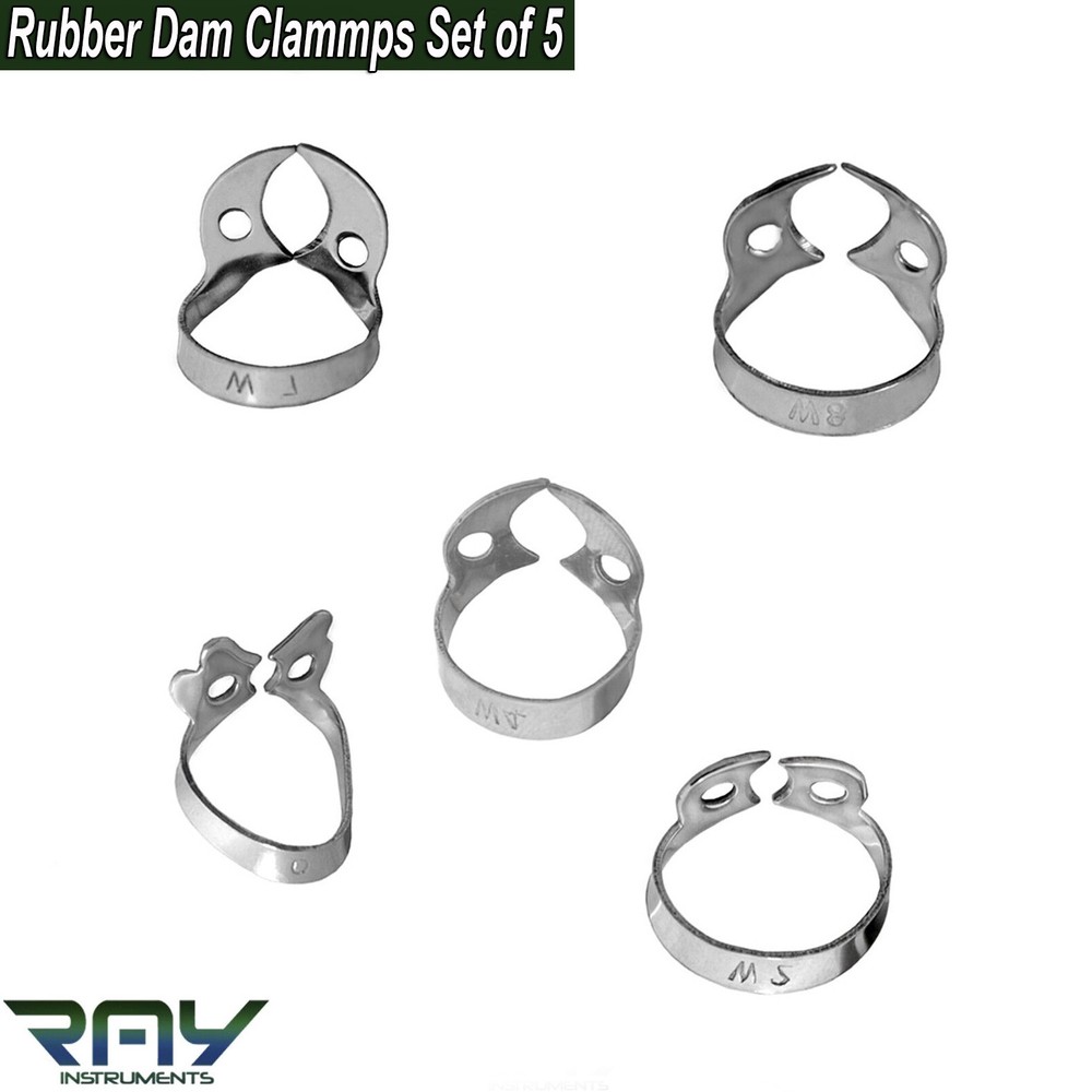 8 Pcs Rubber Dam Brewer Forceps Light lvory Brinker Clamps Frame Medium