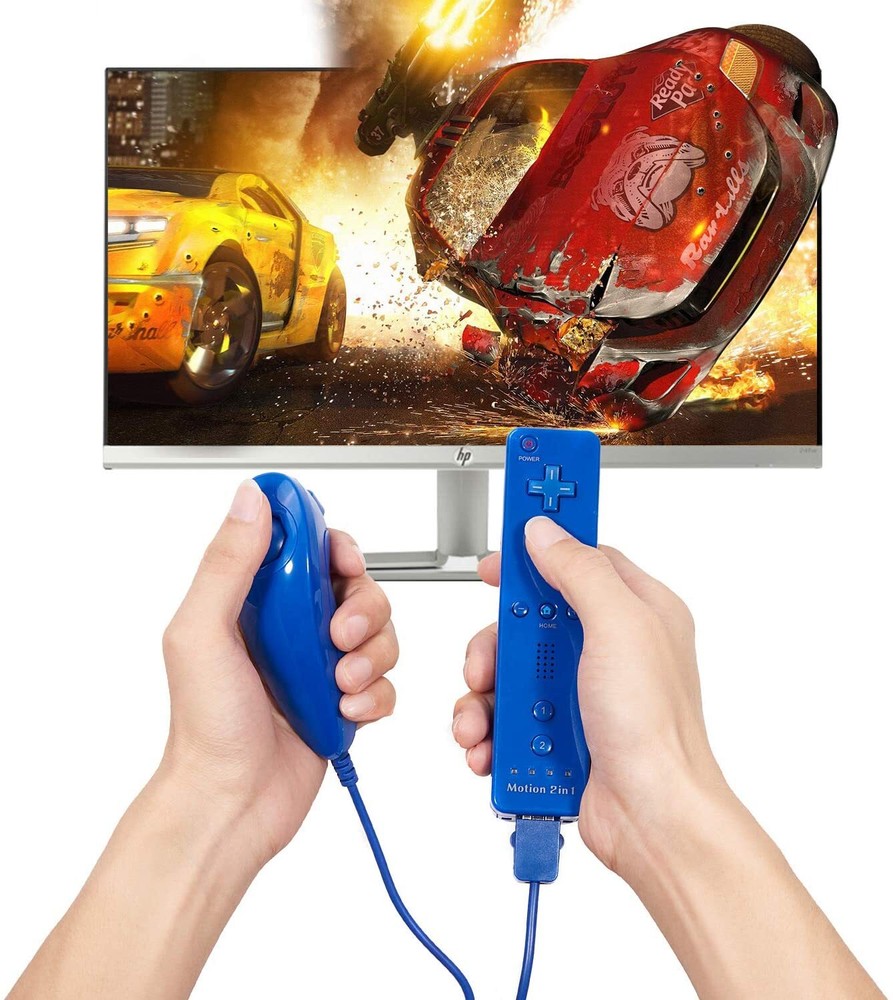 Wii Nunchuck Controller Joystick Gamepad for Wii/Wii U Console Red & Blue
