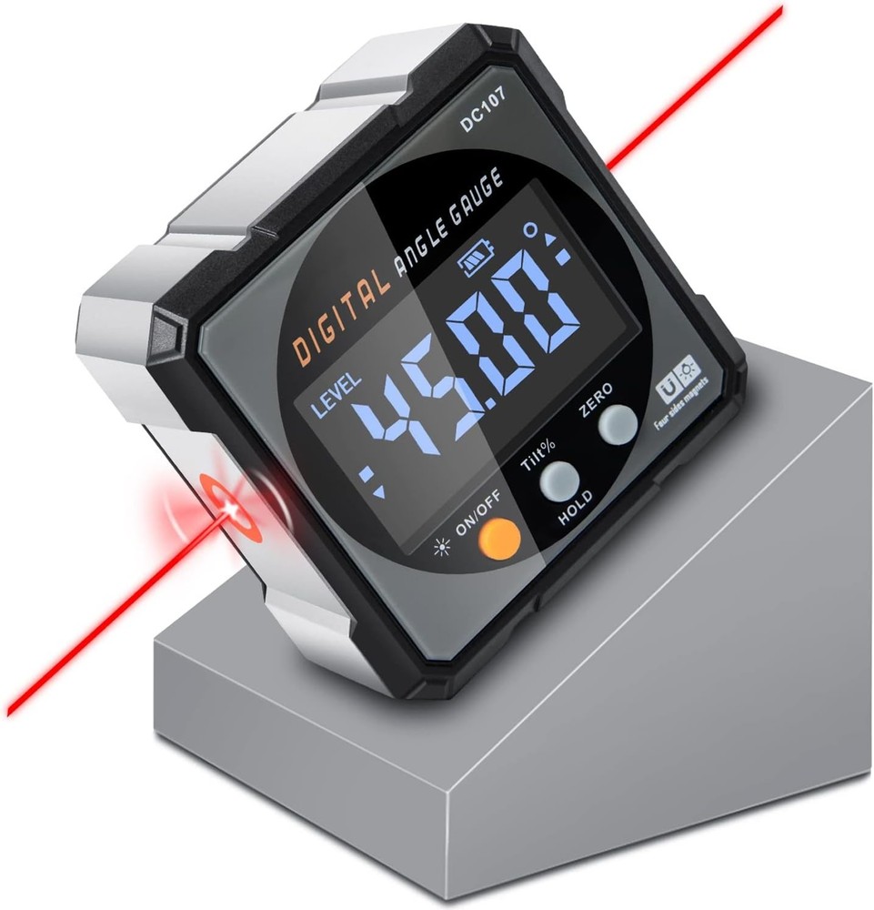 4-Sided Magnetic Digital Angle Finder with Backlight - Ultimate Carpentry Tool