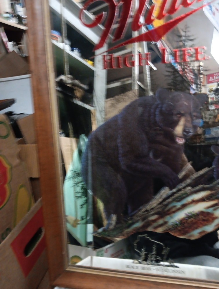 Miller High Life Black Bear Wisconsin Beer Mirror