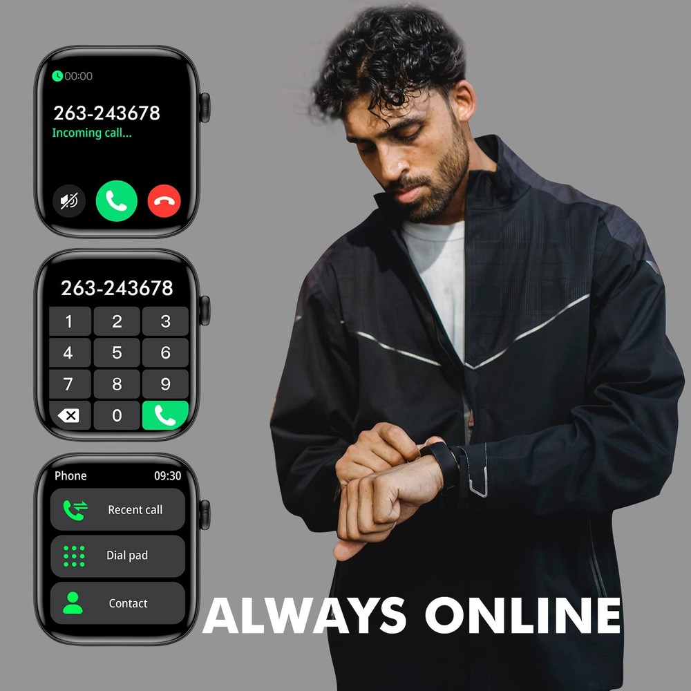 Smart Watch for iPhone/Android Phones (Answer/Make Calls) - 1.9" Deep Black