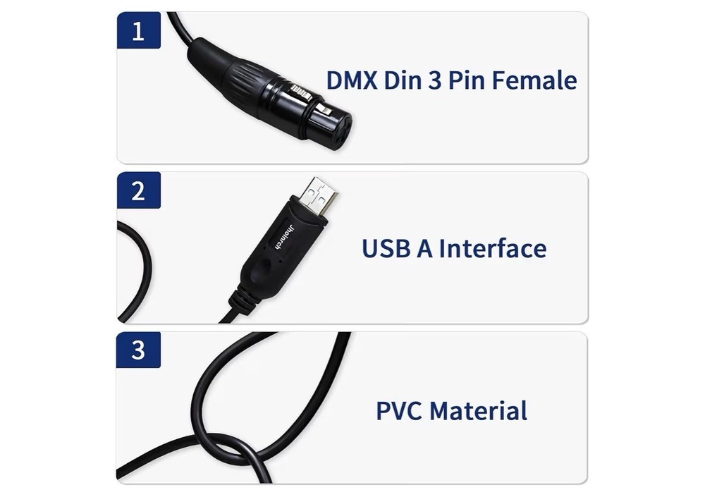 USB~DMX interface adapter cable w/chip support FT232RNL Freestyler/QLC+…
