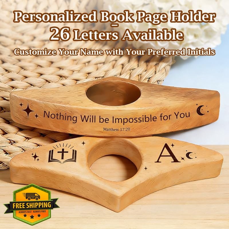 Walnut Thumb Book Holder Initials B E Reader Bookmark Gift