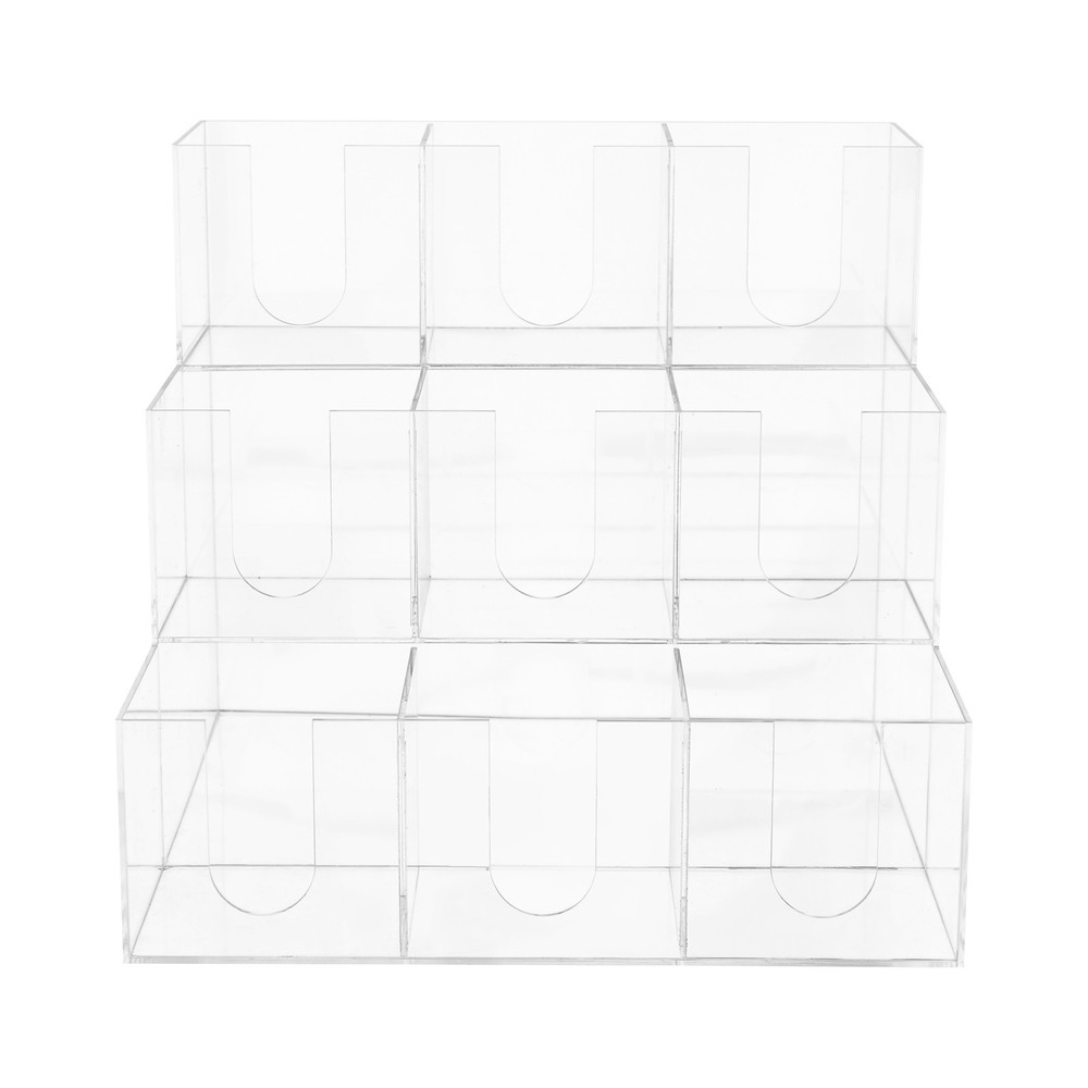 Acylic 9 Compartments Coffee Cup Holder Counter Top Disposable Cups Organizer