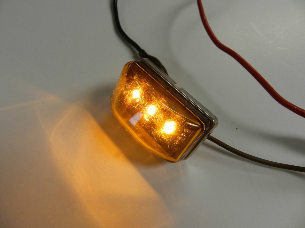 (2) LED Light AMBER 1-1/8 x 2-1/8 stud mount Clearance marker trailer 3 diode