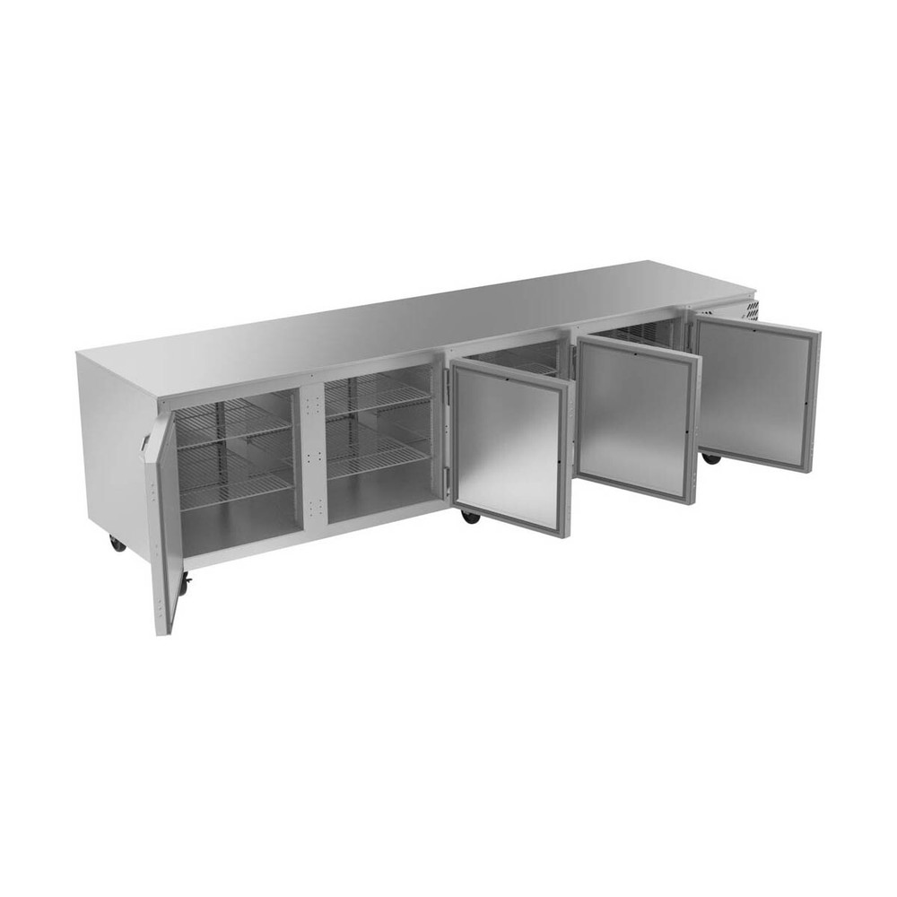 Victory VUR119HC 119" 4-Section Undercounter Refrigerator w/ 4 Solid Doors, 4...