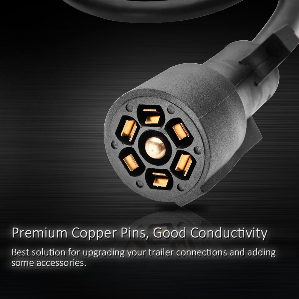 MICTUNING 8ft Trailer Cord 7 Way Plug Inline Junction Box Wiring Harness Kit