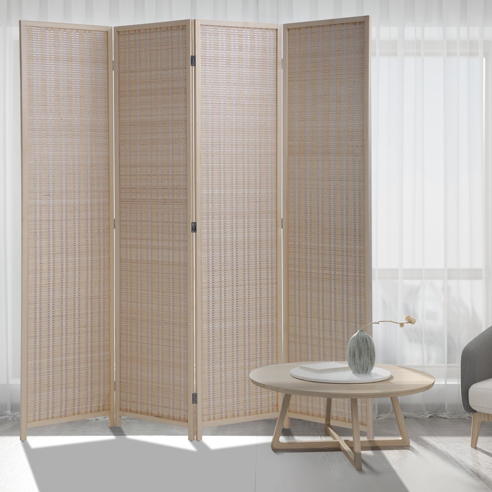 4 Panel Room Divider Wall Bamboo Folding Privacy Screen Freestanding Separator