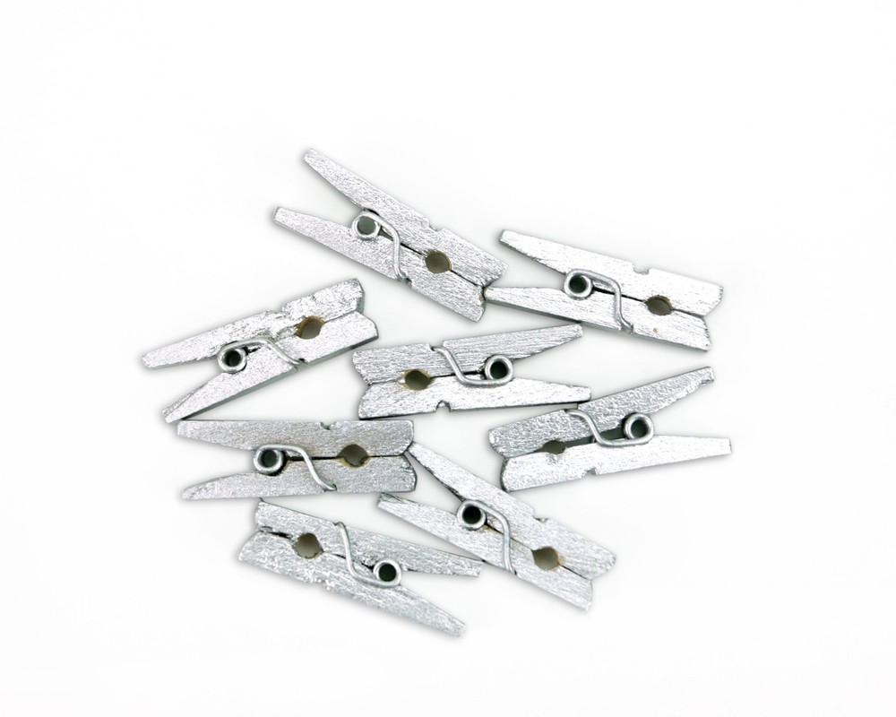 Wooden Mini Clothespins 200 Per Pack 1" 2.5cm Silver