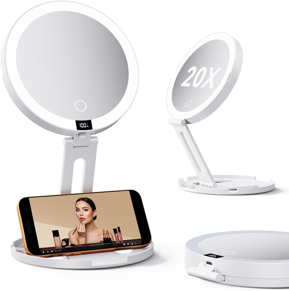 Makeup Mirror with Lights 20X/1X Dual Sided Magnifying Mirror