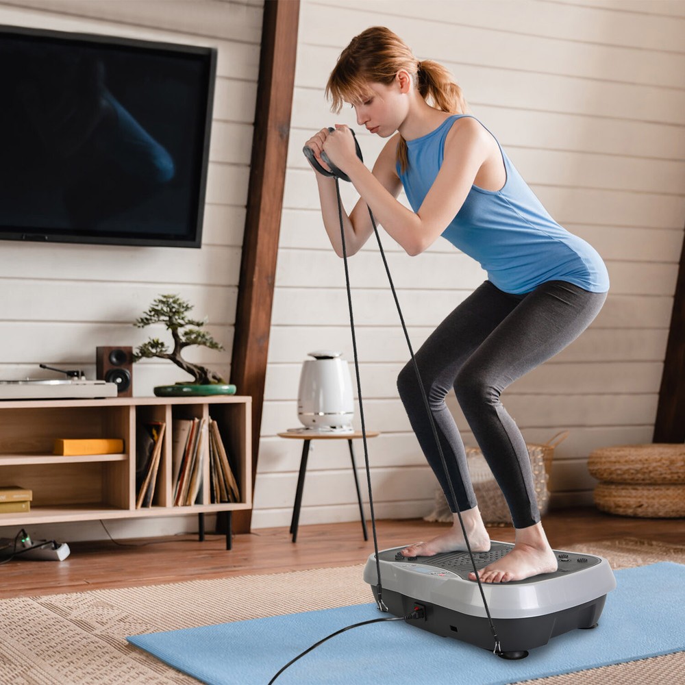 Vibration Plate Exercise Machine w/ Resistant Bands Remote Vibration Massager