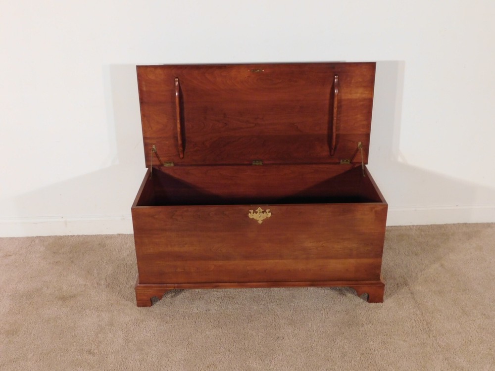 The Bartley Collection 1960s Solid Cherry Chippendale Blanket Chest ON HOLD