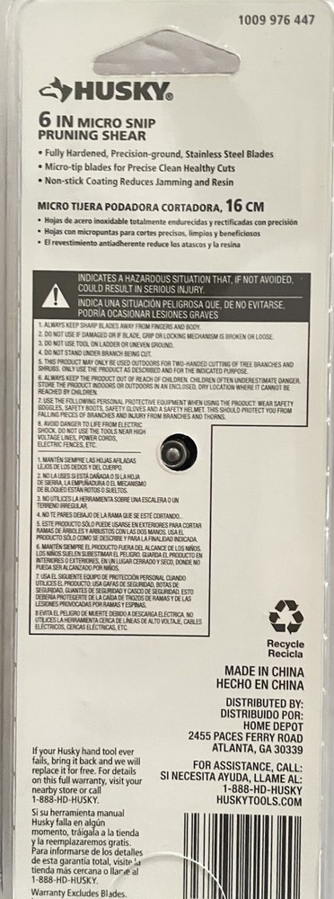 Husky 8" Bypass Pruner & 6" Micro Snips Pruning Shears 2 Pack