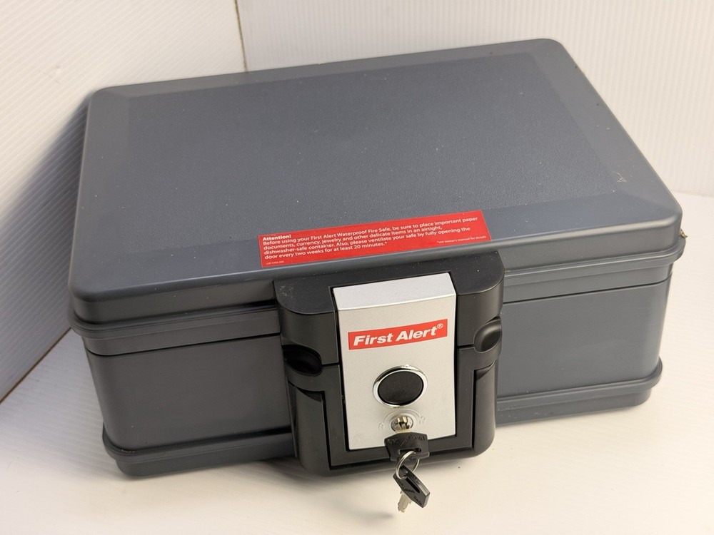 First Alert Locking Fire Resistant Waterproof Document Chest Safe w/ Key