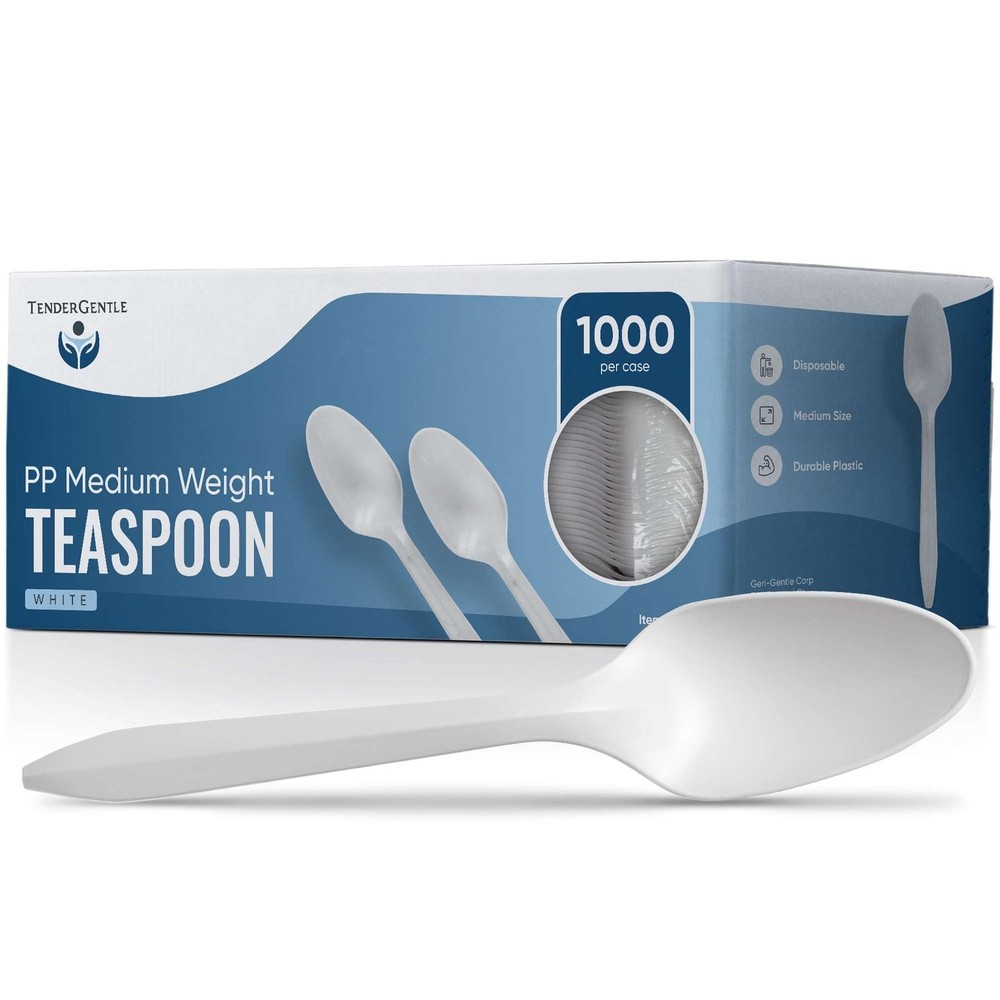 Disposable Plastic Spoons - 1,000 Medium Weight Plastic Teaspoons - Disposabl...