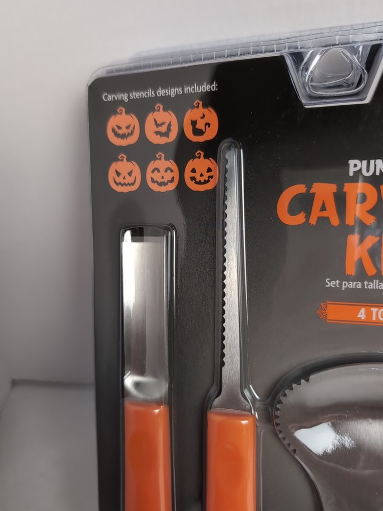 Halloween Pumpkin Carving Kit Tools 10 (4 Tools + 6 Stencils) Jacent