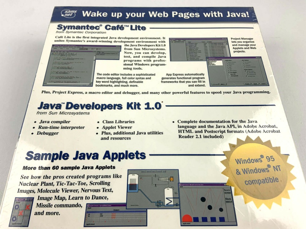 The Java Starter Kit Software With Book Vintage PC Software 1996 (SEALED)